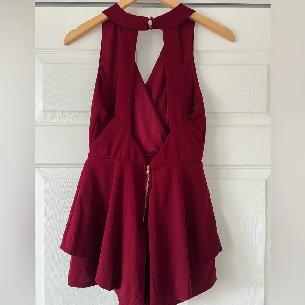 Purple snow dark red romper, size medium - Picture 3 of 4
